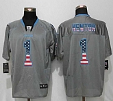 Nike Carolina Panthers #1 Newton USA Flag Fashion Gray Stitched Elite Jerseys