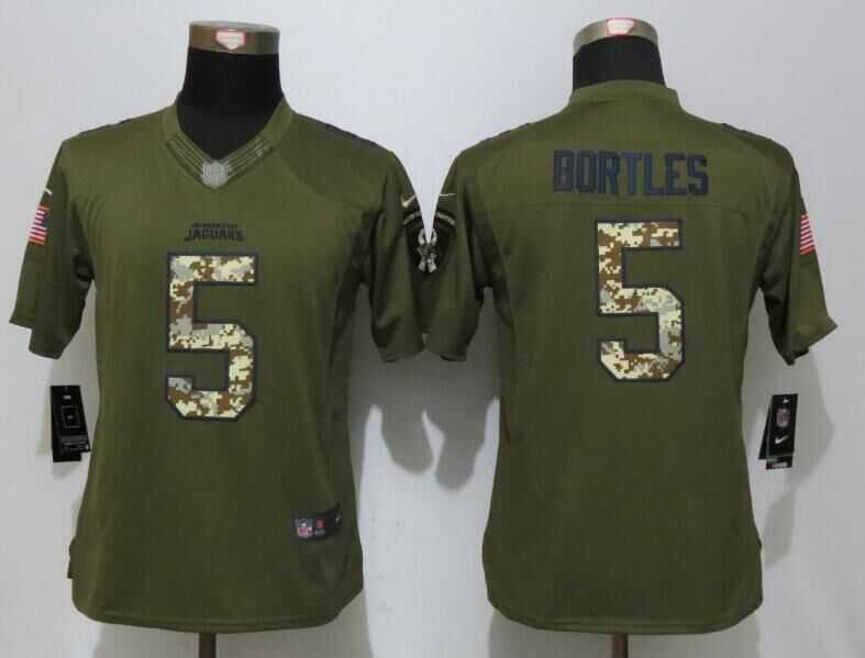 Women Limited Nike Jacksonville Jaguars #5 Bortles Green Salute To Service Stitched NFL Jersey