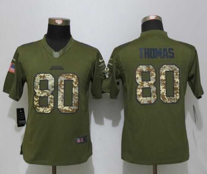 Women Limited Nike Jacksonville Jaguars #80 Thomas Green Salute To Service Stitched NFL Jersey
