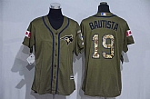Women Toronto Blue Jays #19 Jose Bautista Green Salute to Service Stitched Baseball Jersey,baseball caps,new era cap wholesale,wholesale hats