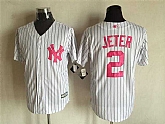 New York Yankees #2 Derek Jeter White Strip 2016 Mother's Day Flex Base Stitched Jersey,baseball caps,new era cap wholesale,wholesale hats