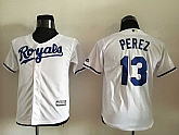 Youth Kansas City Royals #13 Salvador Perez White New Cool Base Stitched MLB Jersey,baseball caps,new era cap wholesale,wholesale hats