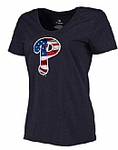 Women's Philadelphia Phillies Navy Plus Sizes Banner Wave T-Shirt,baseball caps,new era cap wholesale,wholesale hats