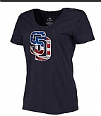 Women's San Diego Padres Navy Plus Sizes Banner Wave T-Shirt,baseball caps,new era cap wholesale,wholesale hats
