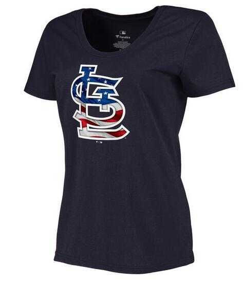 Women's St. Louis Cardinals Navy Plus Sizes Banner Wave T-Shirt