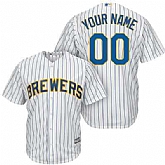 Milwaukee Brewers Customized White Pinstripe Men's New Cool Base Stitched MLB Jersey,baseball caps,new era cap wholesale,wholesale hats