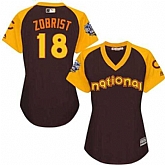 Women Chicago Cubs #18 Ben Zobrist Brown 2016 All Star National League Stitched Baseball Jersey,baseball caps,new era cap wholesale,wholesale hats