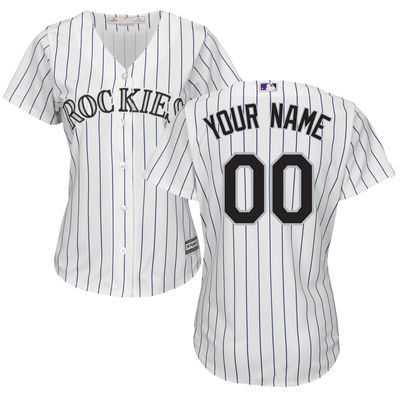 Women Colorado Rockies Customized White(Black Strip) New Cool Base Stitched Baseball Jersey