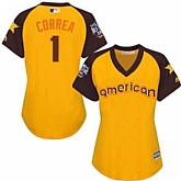 Women Houston Astros #1 Carlos Correa Gold 2016 All Star American League Stitched Baseball Jersey,baseball caps,new era cap wholesale,wholesale hats