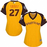 Women Los Angeles Angels Of Anaheim #27 Mike Trout Gold 2016 All Star American League Stitched Baseball Jersey,baseball caps,new era cap wholesale,wholesale hats