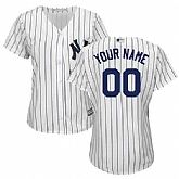 Women New York Yankees Customized White(Black Strip) New Cool Base Stitched MLB Jersey,baseball caps,new era cap wholesale,wholesale hats