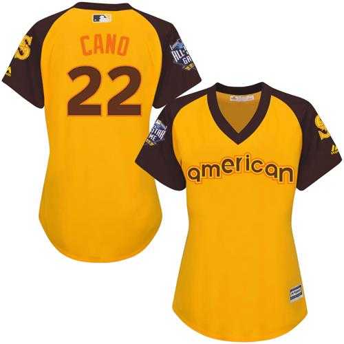 Women Seattle Mariners #22 Robinson Cano Gold 2016 All Star American League Stitched Baseball Jersey