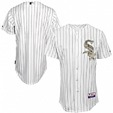 Chicago White Sox Blank White (Black Pinstripe) Camo Cool Base Stitched Baseball Jersey Jiasu,baseball caps,new era cap wholesale,wholesale hats