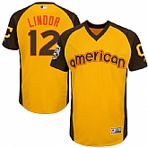 Cleveland Indians #12 Francisco Lindor Gold Men's 2016 All Star American League Stitched Baseball Jersey,baseball caps,new era cap wholesale,wholesale hats