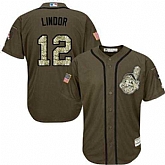 Cleveland Indians #12 Francisco Lindor Green Salute to Service Stitched Baseball Jersey Jiasu,baseball caps,new era cap wholesale,wholesale hats