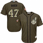Cleveland Indians #47 Trevor Bauer Green Salute to Service Stitched Baseball Jersey Jiasu,baseball caps,new era cap wholesale,wholesale hats