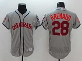 Colorado Rockies #28 Nolan Arenado Gray USA Independence Day 2016 Flexbase Collection Stitched Jersey,baseball caps,new era cap wholesale,wholesale hats