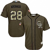 Colorado Rockies #28 Nolan Arenado Green Salute to Service Stitched Baseball Jersey Jiasu,baseball caps,new era cap wholesale,wholesale hats