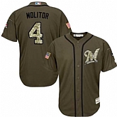 Milwaukee Brewers #4 Paul Molitor Green Salute to Service Stitched Baseball Jersey Jiasu,baseball caps,new era cap wholesale,wholesale hats