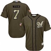 Minnesota Twins #7 Joe Mauer Green Salute to Service Stitched Baseball Jersey Jiasu,baseball caps,new era cap wholesale,wholesale hats