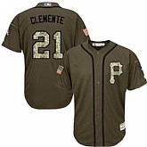 Pittsburgh Pirates #21 Roberto Clemente Green Salute to Service Stitched Baseball Jersey Jiasu