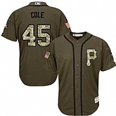 Pittsburgh Pirates #45 Gerrit Cole Green Salute to Service Stitched Baseball Jersey Jiasu,baseball caps,new era cap wholesale,wholesale hats