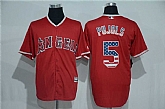 Los Angeles Angels Of Anaheim #5 Albert Pujols Red USA Flag Fashion Stitched Baseball Jersey,baseball caps,new era cap wholesale,wholesale hats