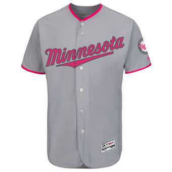 Minnesota Twins Customized Men's Gray 2016 Mother's Day Flexbase Collection Stitched Baseball Jersey