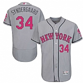 New York Mets #34 Noah Syndergaard Gray Road 2016 Mother's Day Flexbase Collection Stitched Baseball Jersey Jiasu,baseball caps,new era cap wholesale,wholesale hats