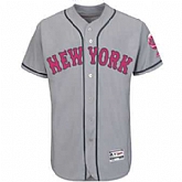 New York Mets Customized Men's Gray 2016 Mother's Day Flexbase Collection Stitched Baseball Jersey,baseball caps,new era cap wholesale,wholesale hats