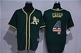 Oakland Athletics #4 Coco Crisp Green USA Flag Fashion Stitched Baseball Jersey,baseball caps,new era cap wholesale,wholesale hats