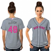 Women New York Mets #48 Jacob DeGrom Gray 2016 Mother's Day Flexbase Collection Stitched Baseball Jersey Jiasu,baseball caps,new era cap wholesale,wholesale hats
