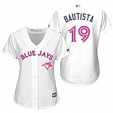 Women Toronto Blue Jays #19 Jose Bautista White Home 2016 Mother's Day Cool Base Stitched Baseball Jersey Jiasu,baseball caps,new era cap wholesale,wholesale hats