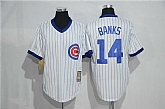 Chicago Cubs #14 Ernie Banks Mitchell And Ness White Strip Pullover Stitched Jersey,baseball caps,new era cap wholesale,wholesale hats