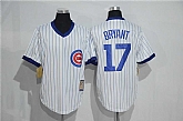 Chicago Cubs #17 Kris Bryant Mitchell And Ness White Strip Pullover Stitched Jersey,baseball caps,new era cap wholesale,wholesale hats