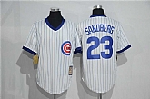 Chicago Cubs #23 Ryne Sandberg Mitchell And Ness White Strip Pullover Stitched Jersey,baseball caps,new era cap wholesale,wholesale hats