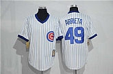 Chicago Cubs #49 Jake Arrieta Mitchell And Ness White Strip Pullover Stitched Jersey,baseball caps,new era cap wholesale,wholesale hats