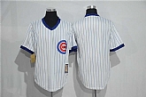 Chicago Cubs Customized Men's Mitchell And Ness White Strip Pullover Stitched Jersey,baseball caps,new era cap wholesale,wholesale hats