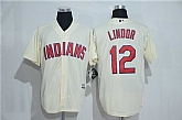Cleveland Indians #12 Francisco Lindor Cream New Cool Base Stitched Baseball Jersey,baseball caps,new era cap wholesale,wholesale hats