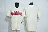 Cleveland Indians Customized Men's Cream New Cool Base Stitched Baseball Jersey,baseball caps,new era cap wholesale,wholesale hats