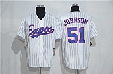 Montreal Expos #51 Johnson Mitchell And Ness White Strip Stitched Jersey,baseball caps,new era cap wholesale,wholesale hats