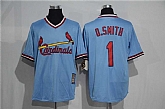 St. Louis Cardinals #1 Ozzie Smith Mitchell And Ness Blue Stitched Pullover Jersey,baseball caps,new era cap wholesale,wholesale hats