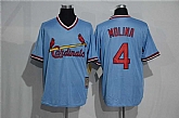 St. Louis Cardinals #4 Yadier Molina Mitchell And Ness Blue Stitched Pullover Jersey,baseball caps,new era cap wholesale,wholesale hats