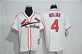 St. Louis Cardinals #4 Yadier Molina Mitchell And Ness Cream Stitched Jersey,baseball caps,new era cap wholesale,wholesale hats