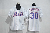 Women New York Mets #30 Michael Conforto White Pinstripe New Cool Base Stitched Jersey,baseball caps,new era cap wholesale,wholesale hats