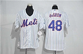 Women New York Mets #48 Jacob deGrom White Pinstripe New Cool Base Stitched Jersey,baseball caps,new era cap wholesale,wholesale hats