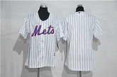 Women New York Mets Blank White Pinstripe New Cool Base Stitched Jersey,baseball caps,new era cap wholesale,wholesale hats