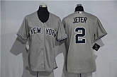 Women New York Yankees #2 Derek Jeter Gray New Cool Base Stitched Baseball Jersey,baseball caps,new era cap wholesale,wholesale hats