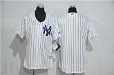 Women New York Yankees Blank White Strip New Cool Base Stitched Baseball Jersey,baseball caps,new era cap wholesale,wholesale hats