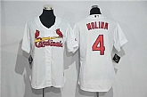 Women St. Louis Cardinals #4 Yadier Molina White New Cool Base Stitched Jersey,baseball caps,new era cap wholesale,wholesale hats